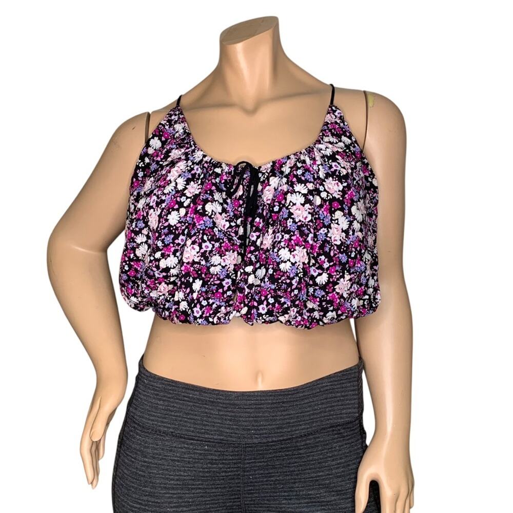 Free People Daisy Babe Crop Top Adjustable Halter Ties Drawstring Neckline Sz L
